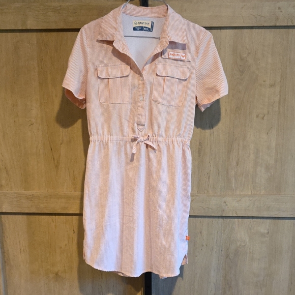 Magellan Outdoors Dresses & Skirts - (J25) Magellan Outdoors Orange And White Striped Mini Dress Sz Xl(16)